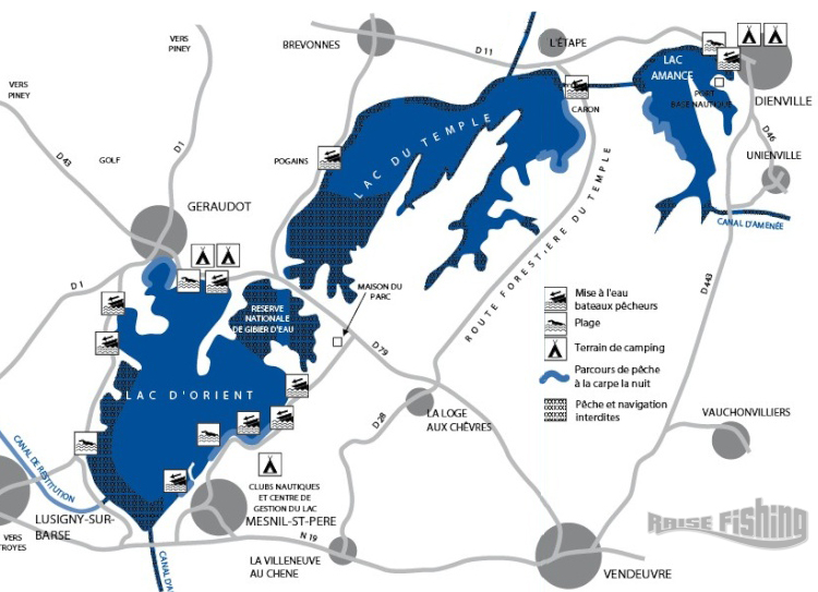 Carte des lacs de la forêt d'orient